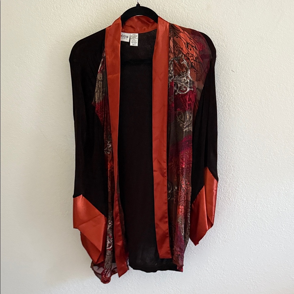 Chico's Black and Red Open Cardigan